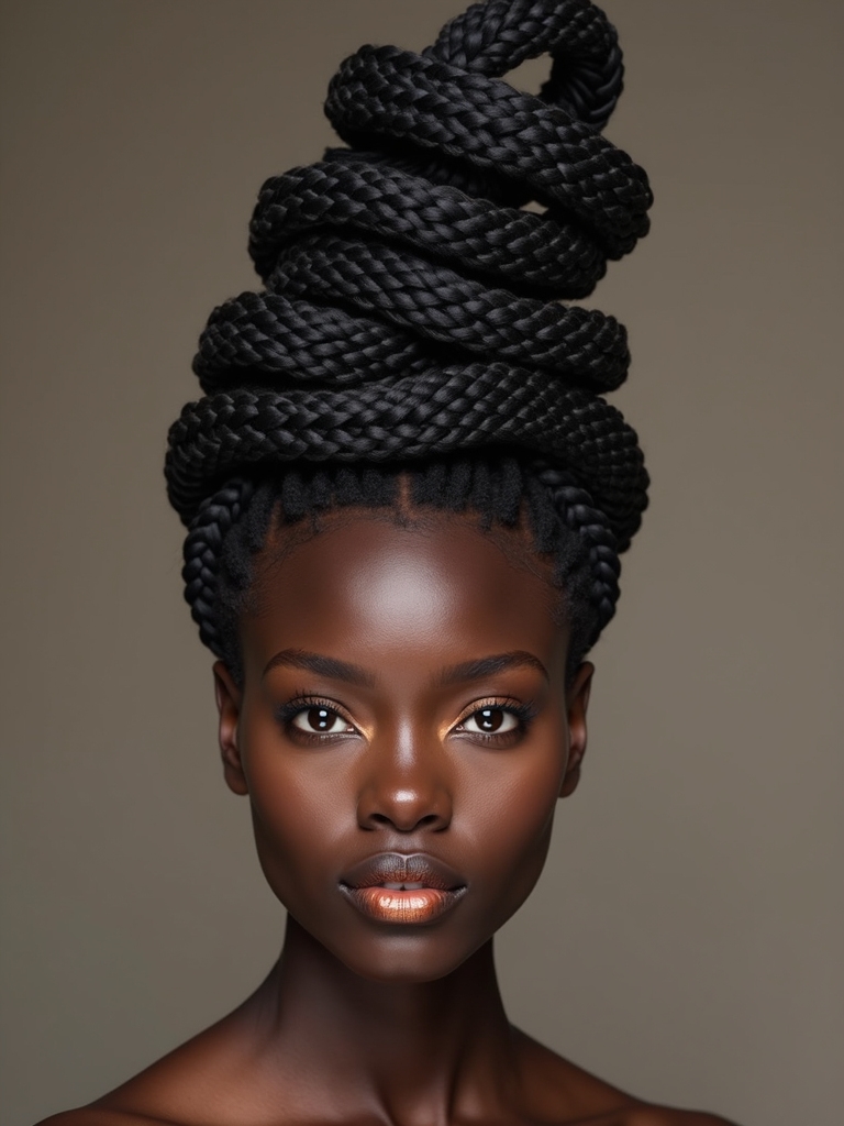 chunky sculptural teased plaits