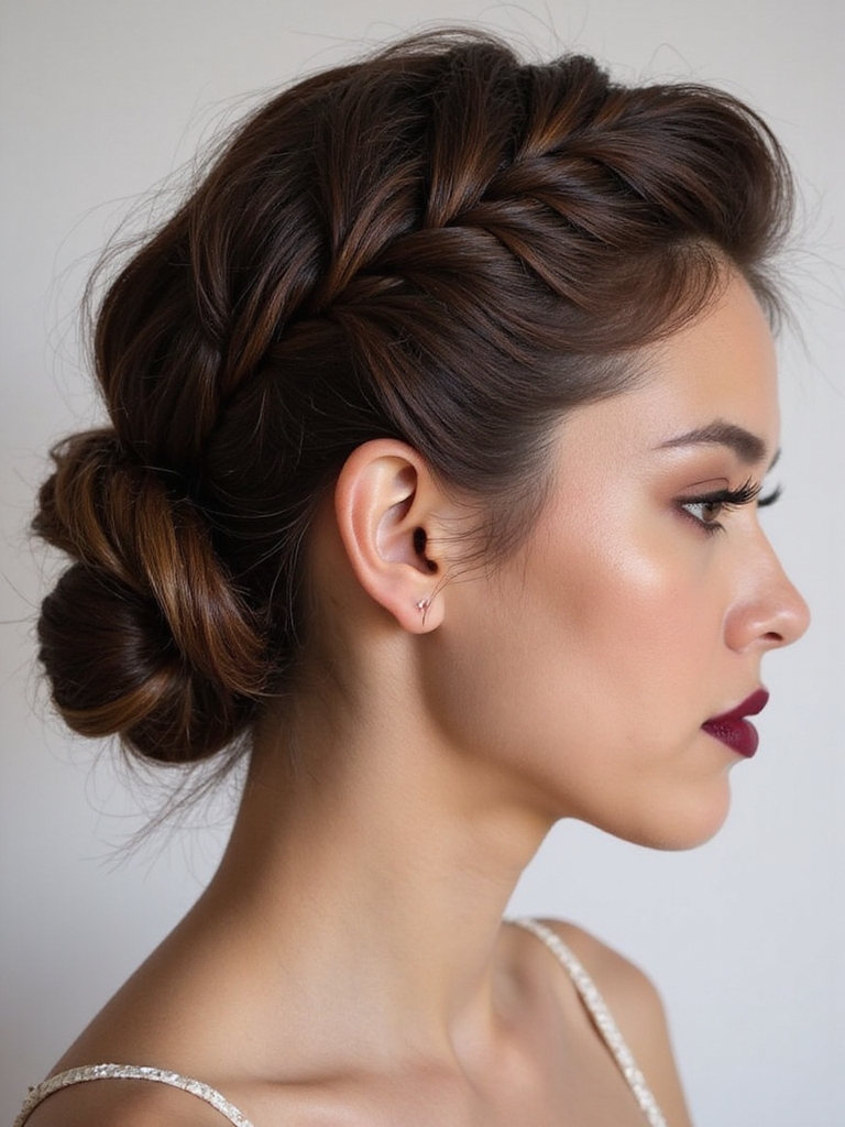 coiled rope braid low bun