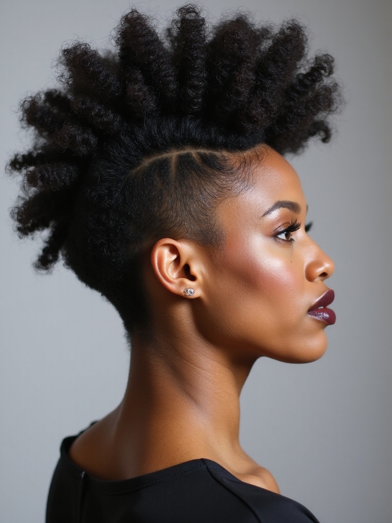 coils elevated faux hawk updo