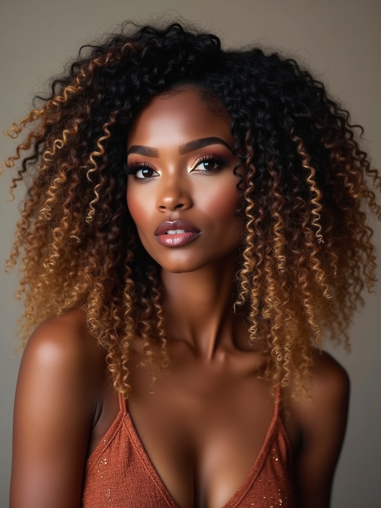 colorful low maintenance curly highlights