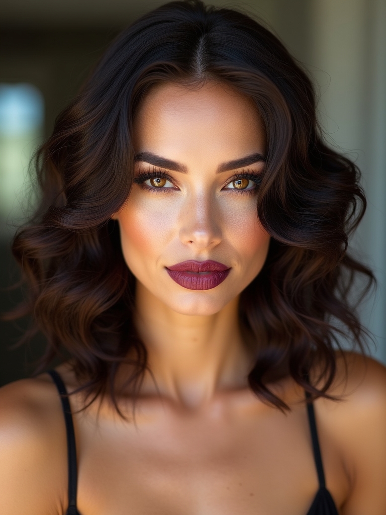 combed part slicked curly style