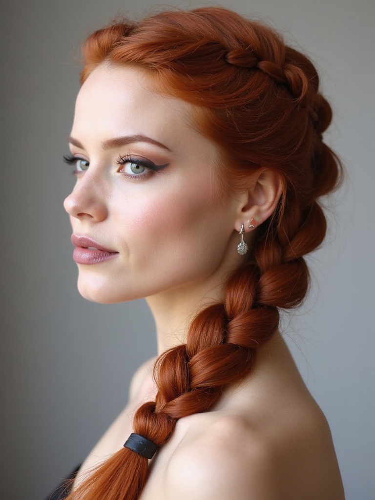 copper highlighted loose fishtail braid