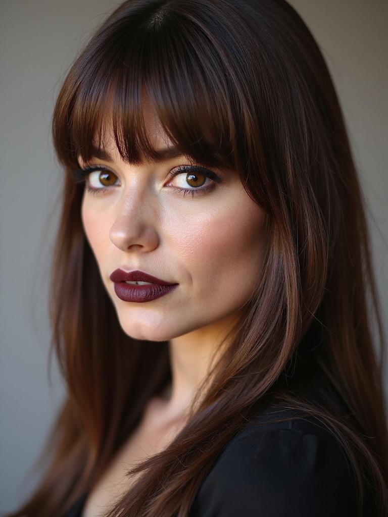 crisp edged wispy framed fringe