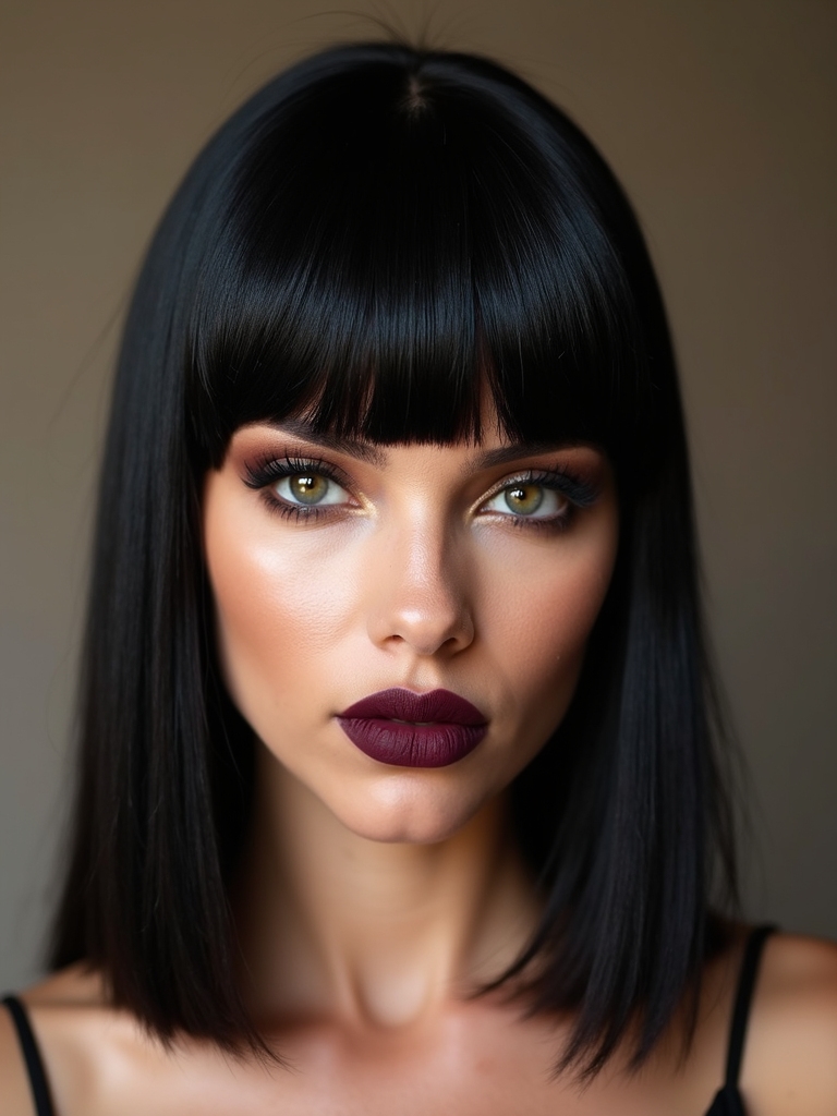 crisp straight across blunt fringe