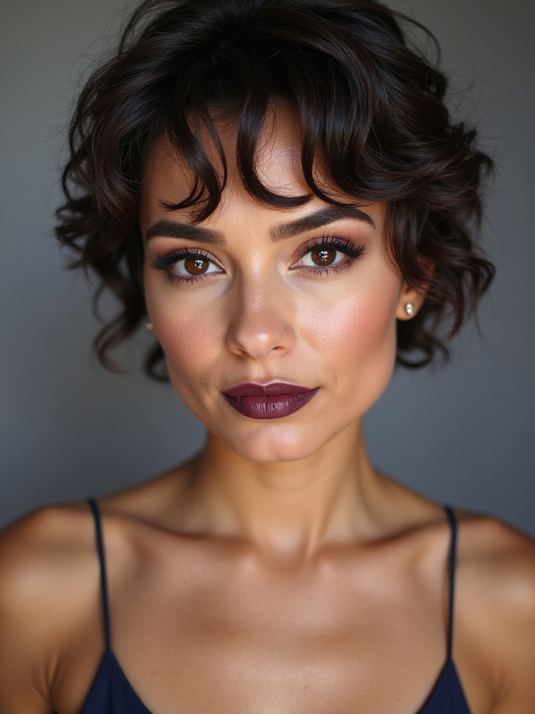 cropped tapered curly bob