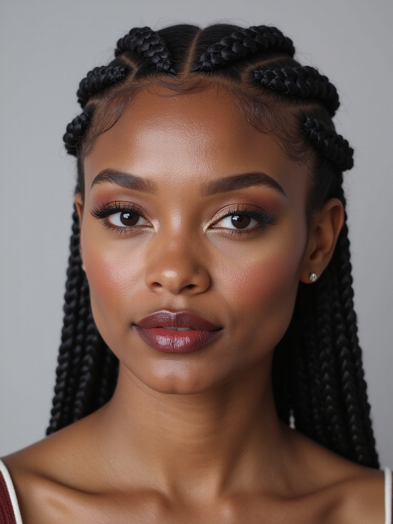 crown braids framing face