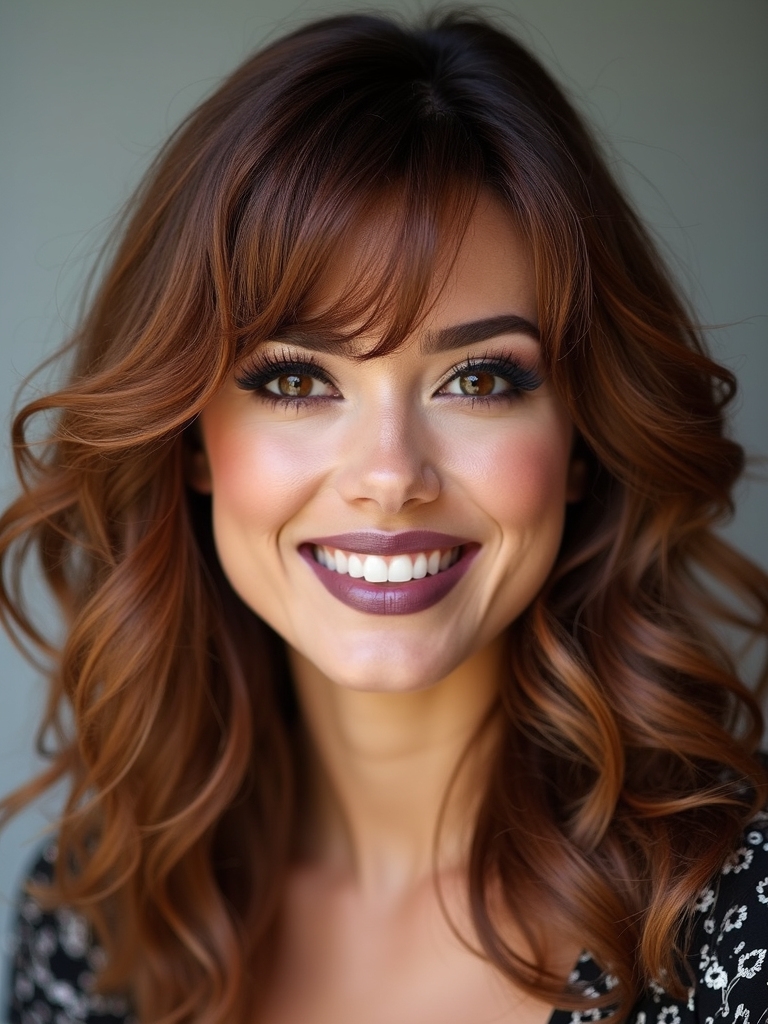 curled side bangs add volume