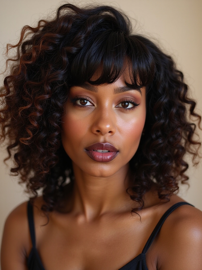 curly bangs embracing natural texture