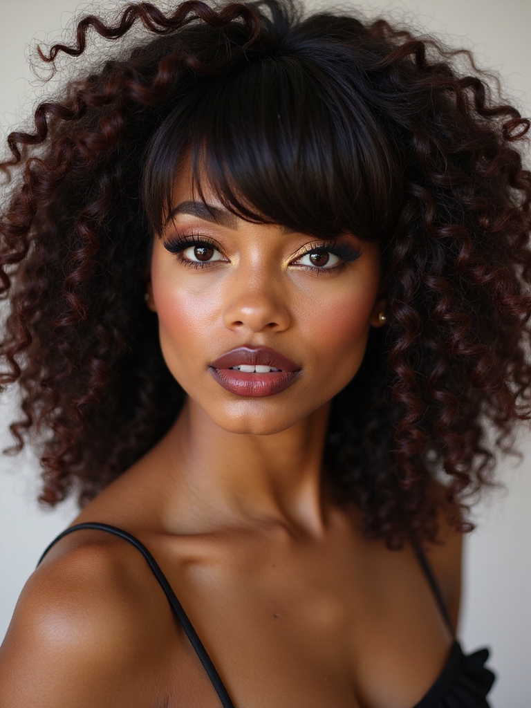 curly bob with sidebangs