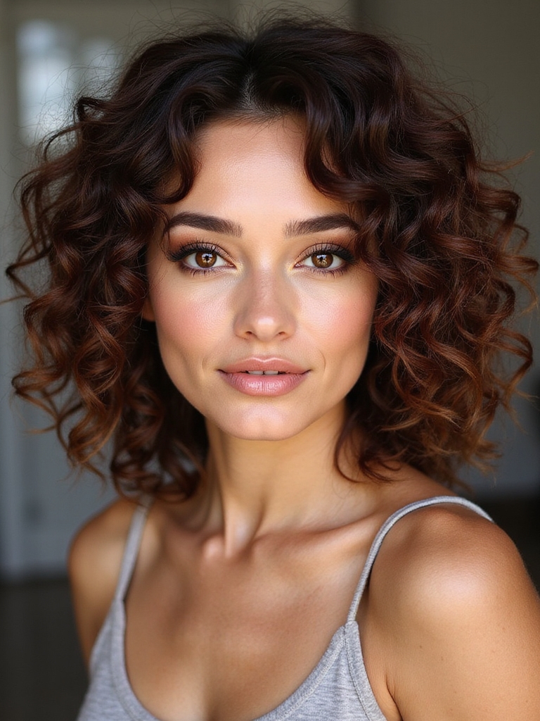 curly lob with layers