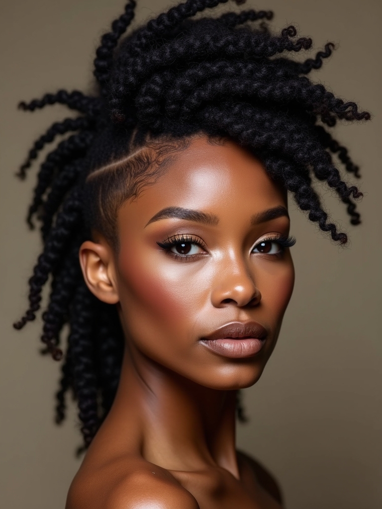 curly loc mohawk with taper