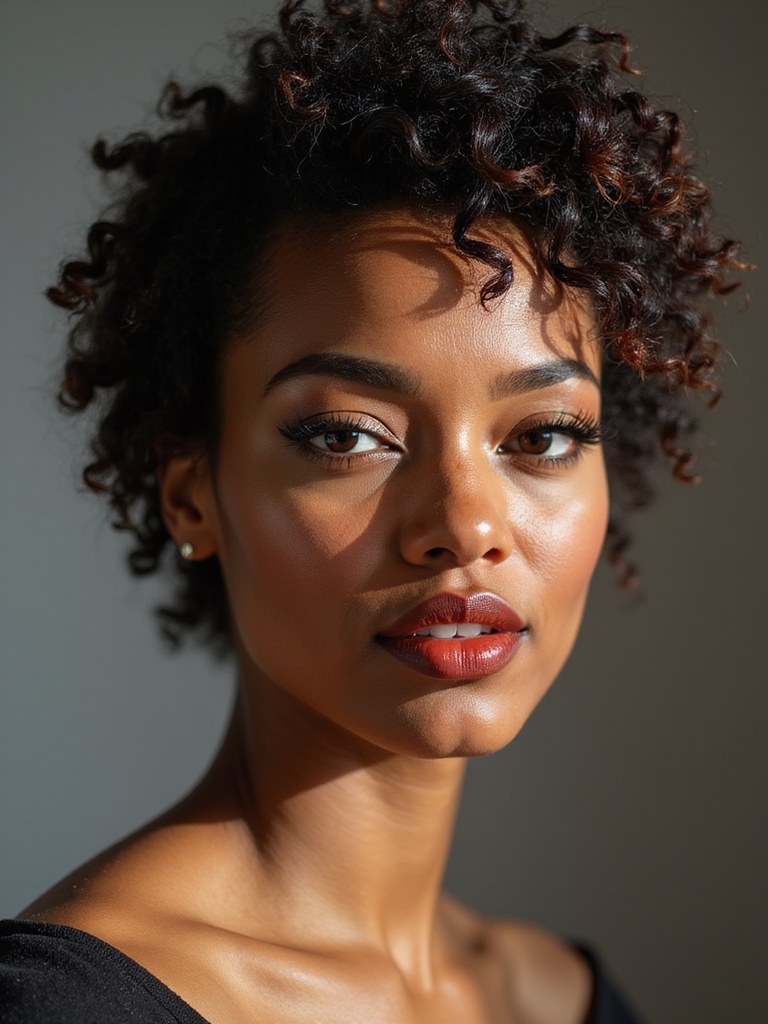 curly pixie with tapered sides