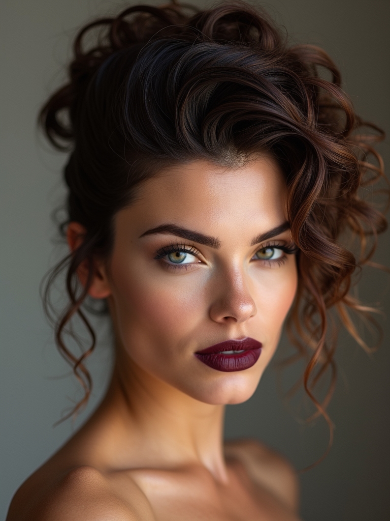 curly pompadour slick back style