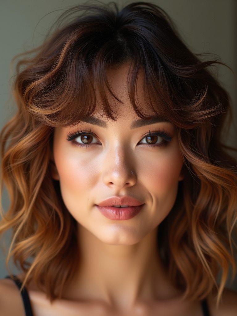 curly wispy face framing fringe