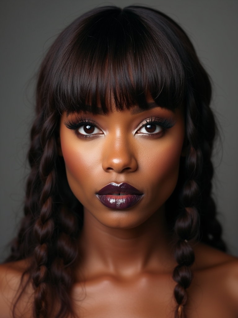 curtain bangs blend with protective styles