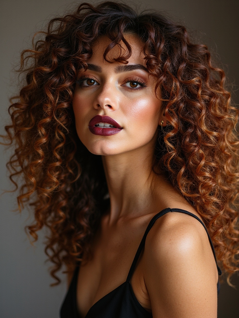 curtain bangs tailored to curls