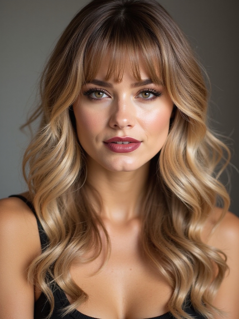 curtain bangs with beachy waves