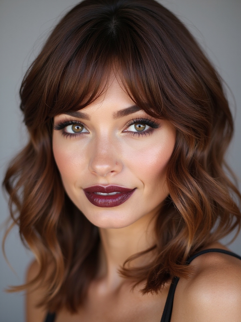 curtain bangs with layered shag