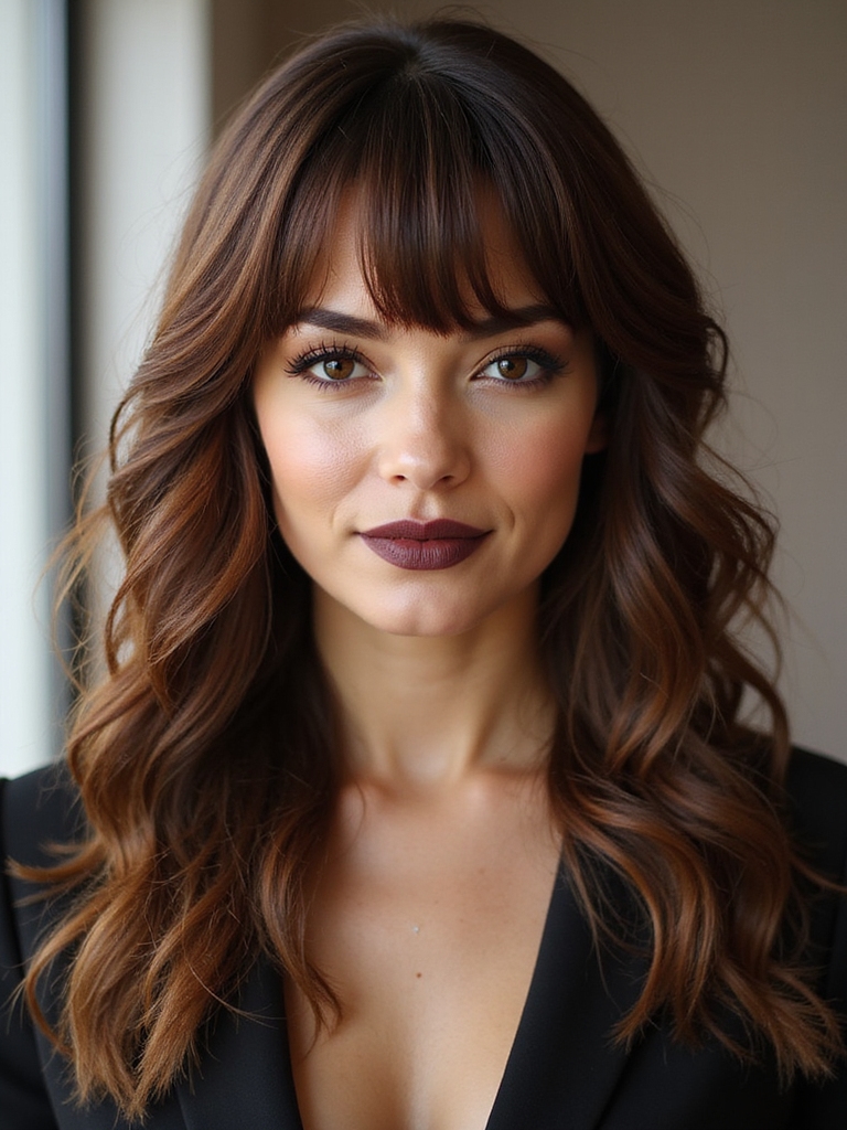 curtain bangs with long layers
