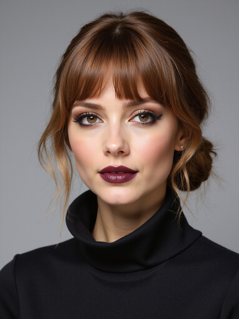 curtain bangs with polished updos