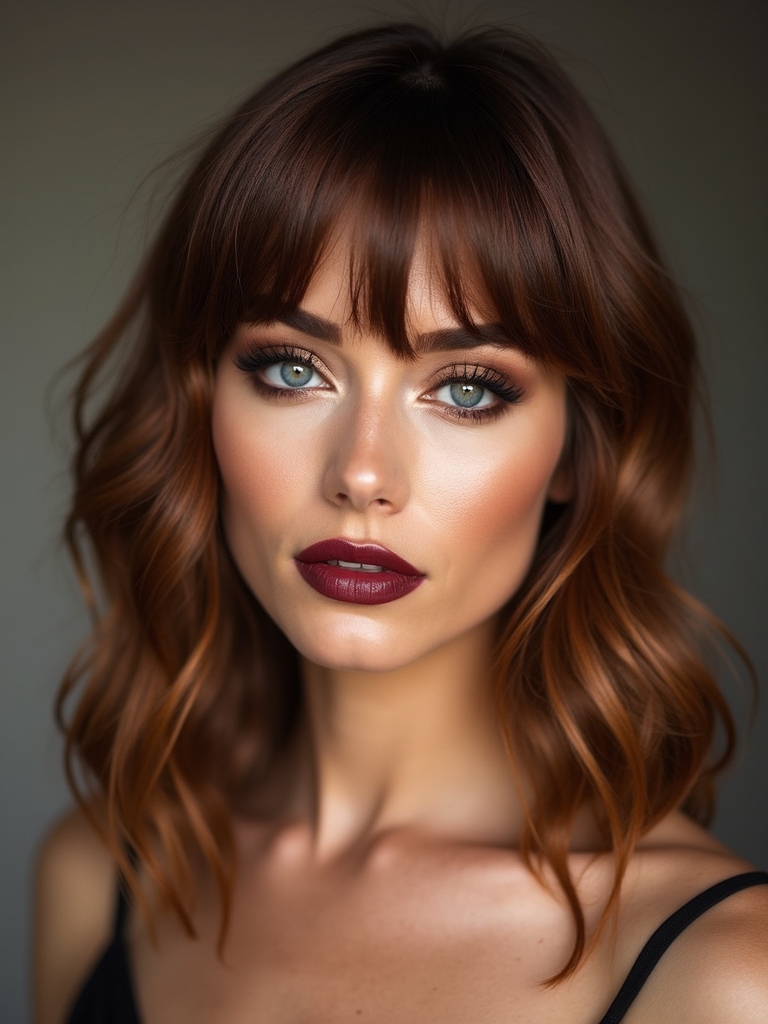 curved micro bangs soften features
