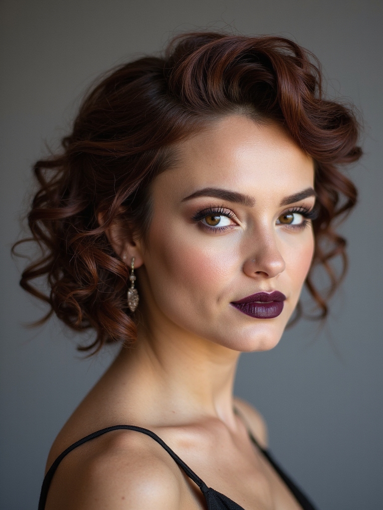 deep part romantic curly updo