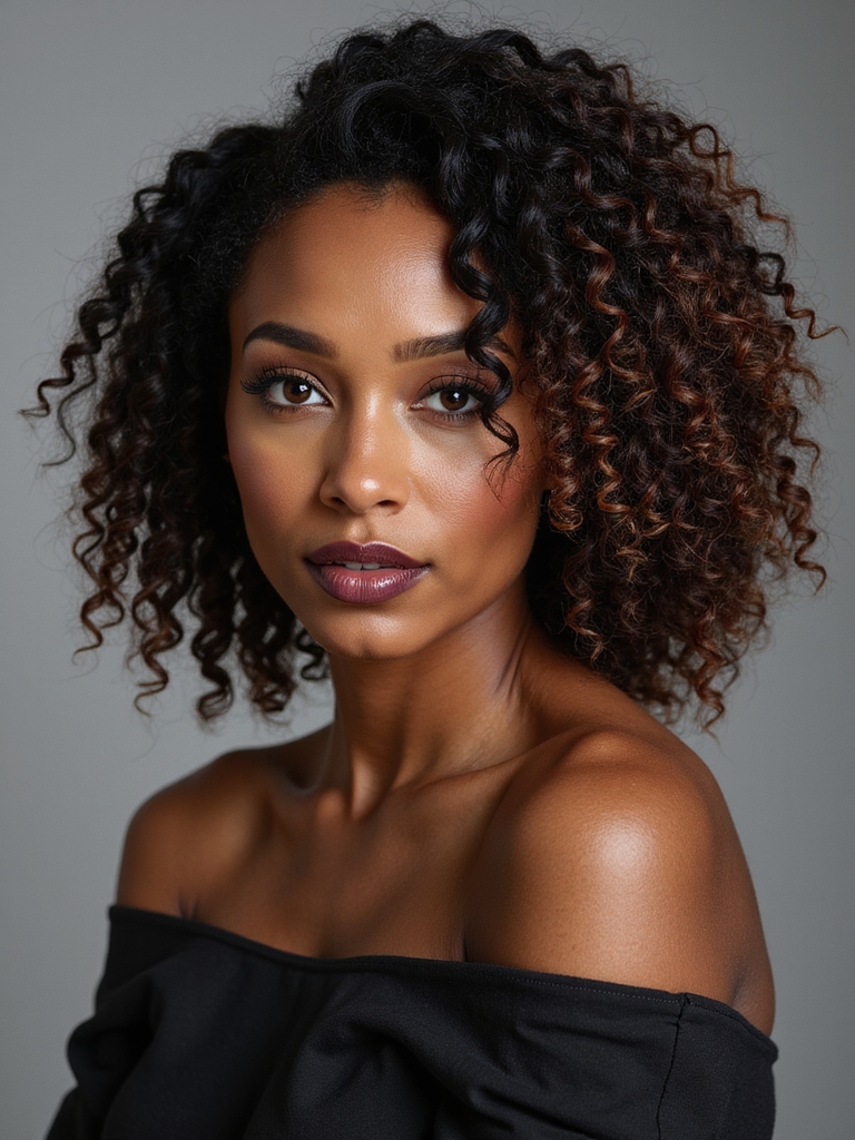 deep side parted tight coils