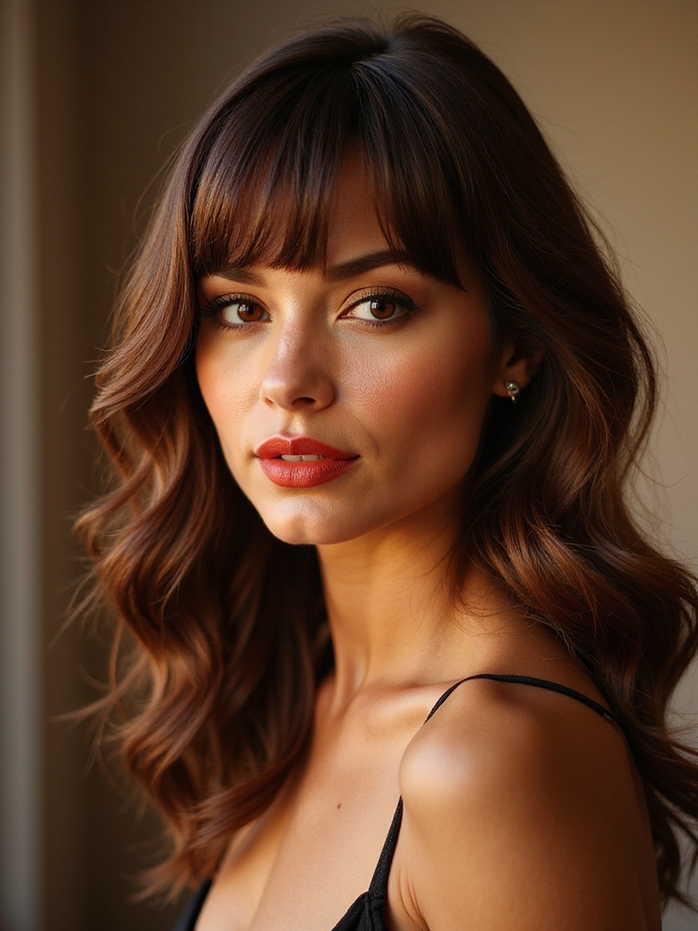 deep side swept soft bangs