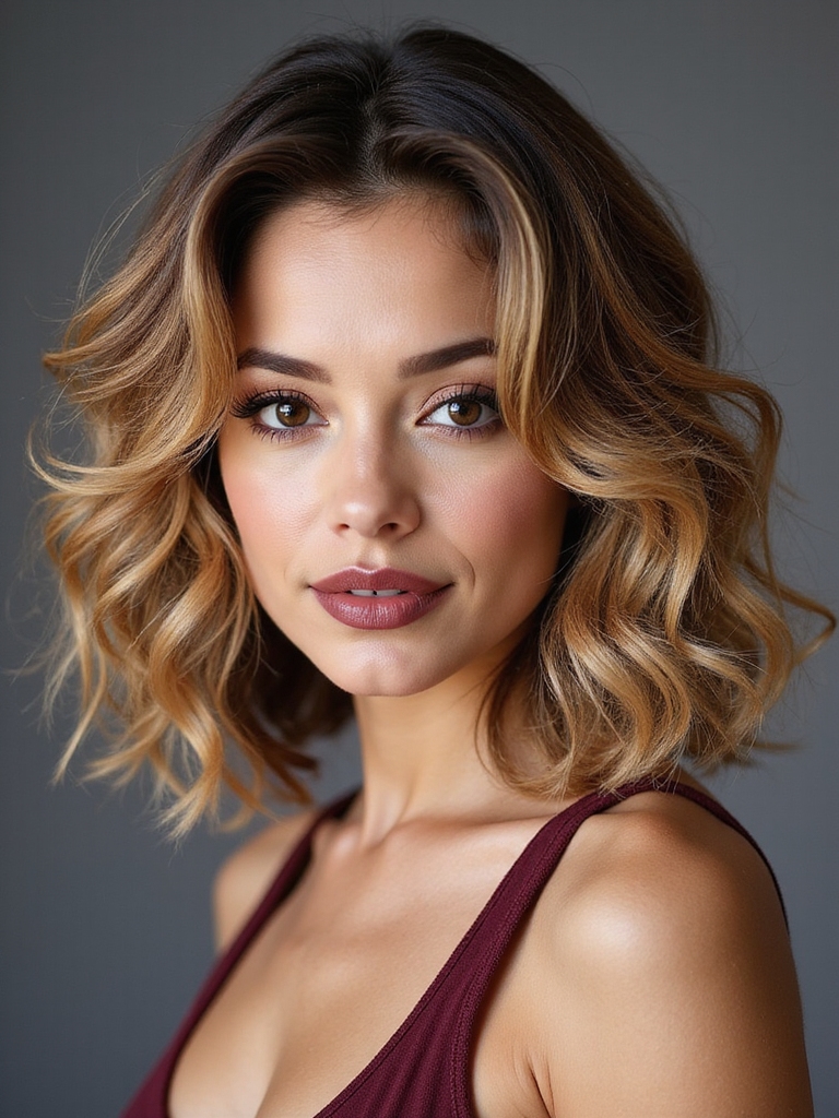 deep side tousled curly lob
