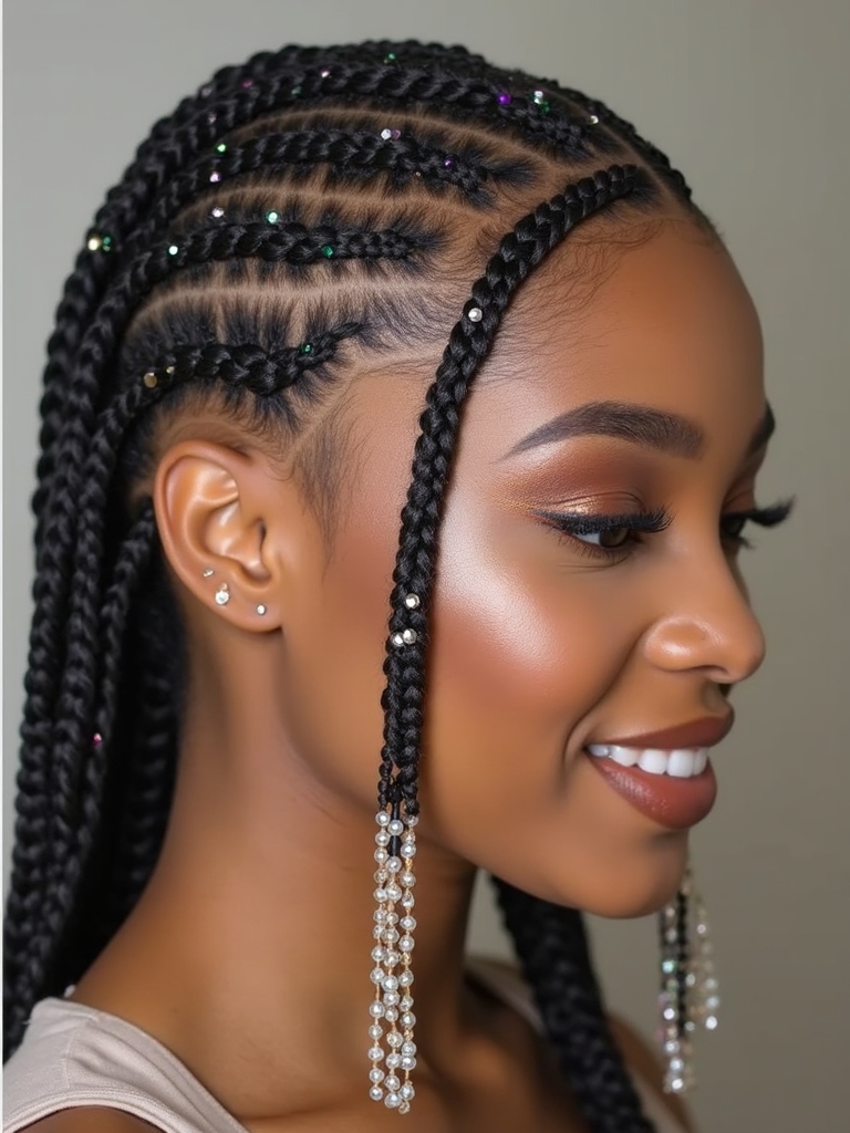delicate beaded cornrow technique