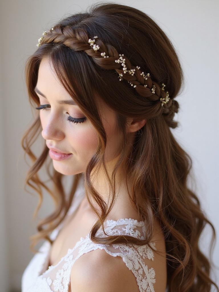 delicate miniature braided hair halo