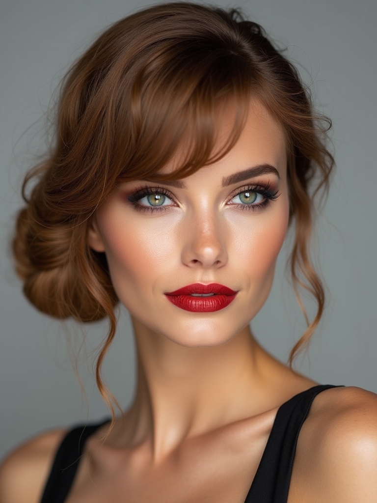 diagonal bang knotted bun