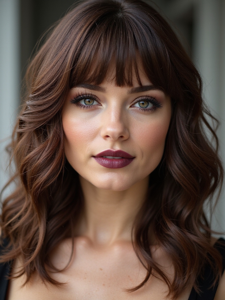 dramatic deep side part fringe