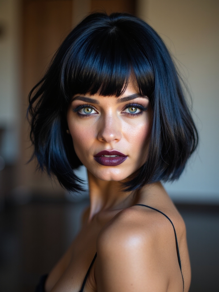edgy asymmetrical bob with bangs