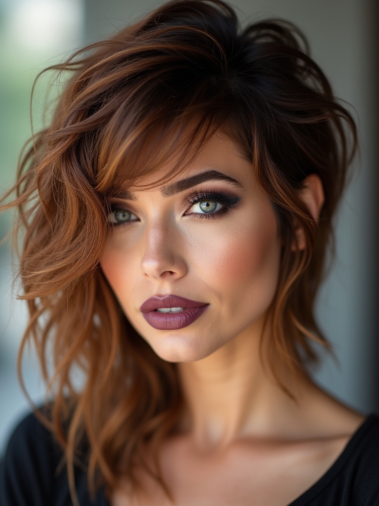 edgy asymmetrical wolfcut with volume