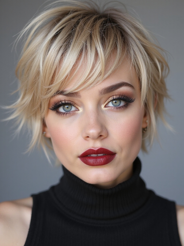 edgy low maintenance feathered pixie