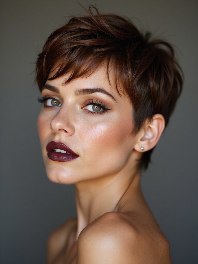 edgy tousled pixie wolf bangs