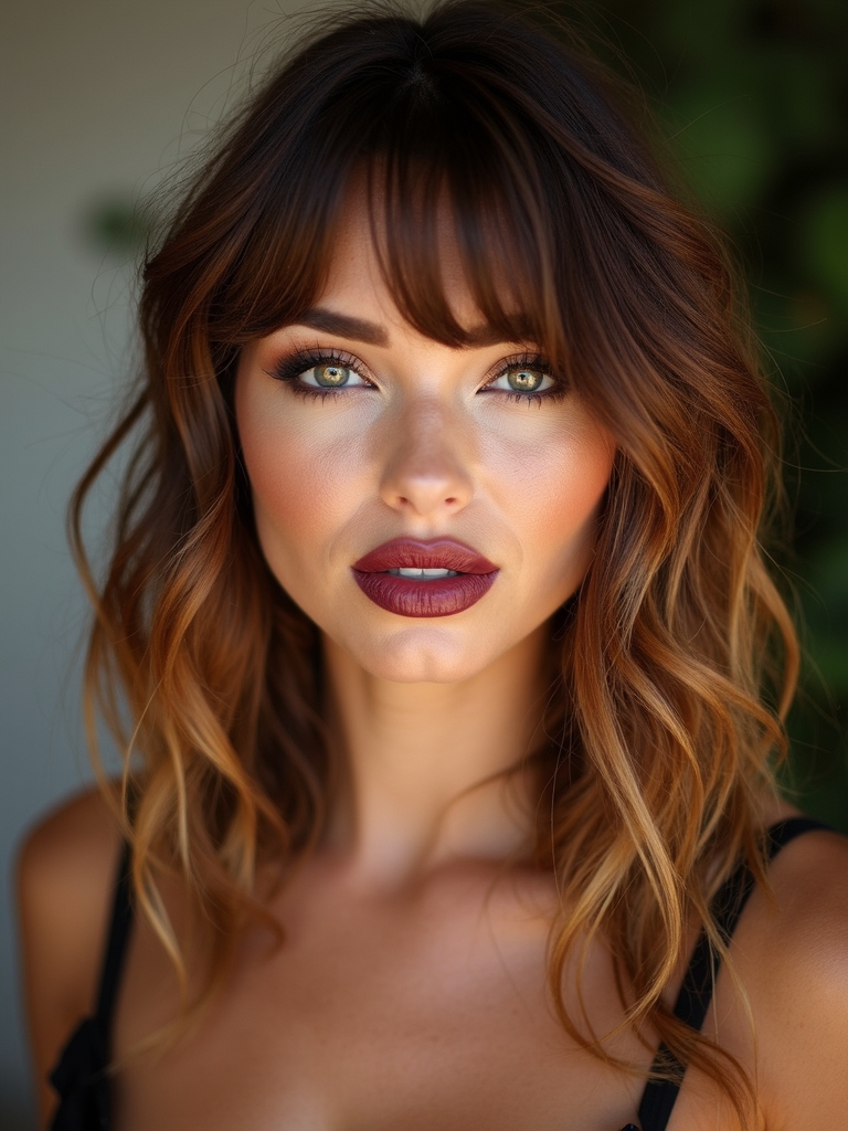 effortless curtain bangs beachy waves