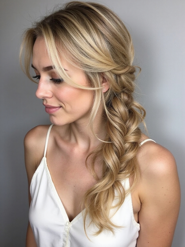 effortless tousled side braid