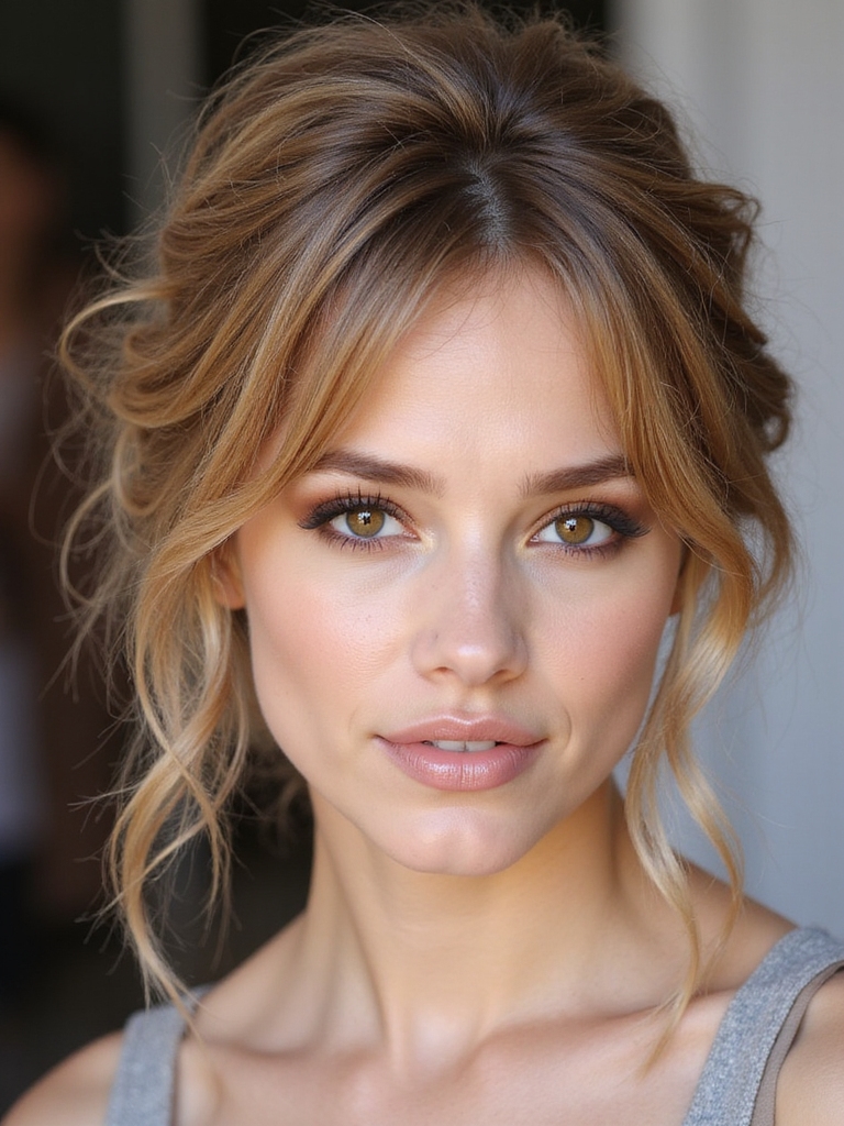 effortless tousled twisted updo