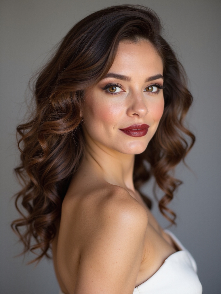 effortlessly glamorous side swept curls