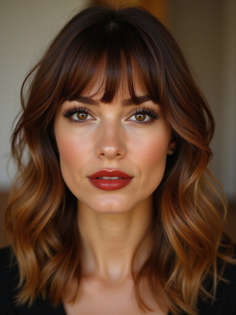 evenly framed long bangs