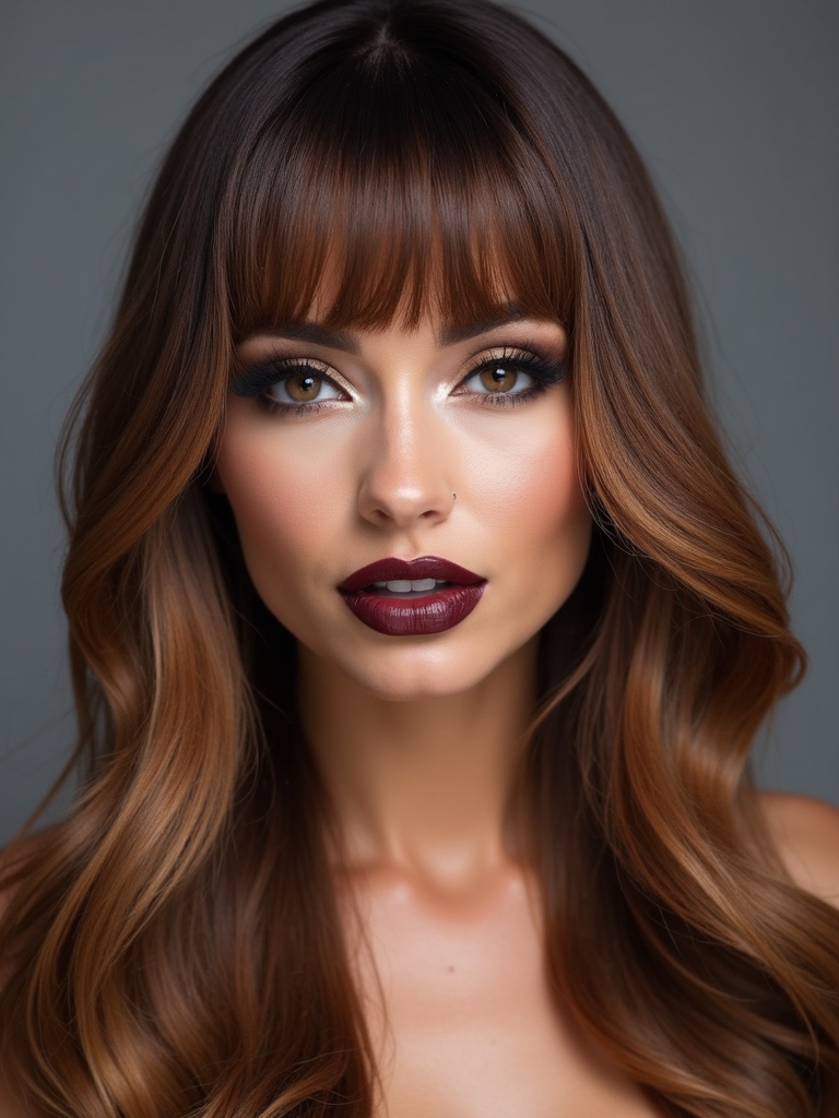 face framing long layered bangs