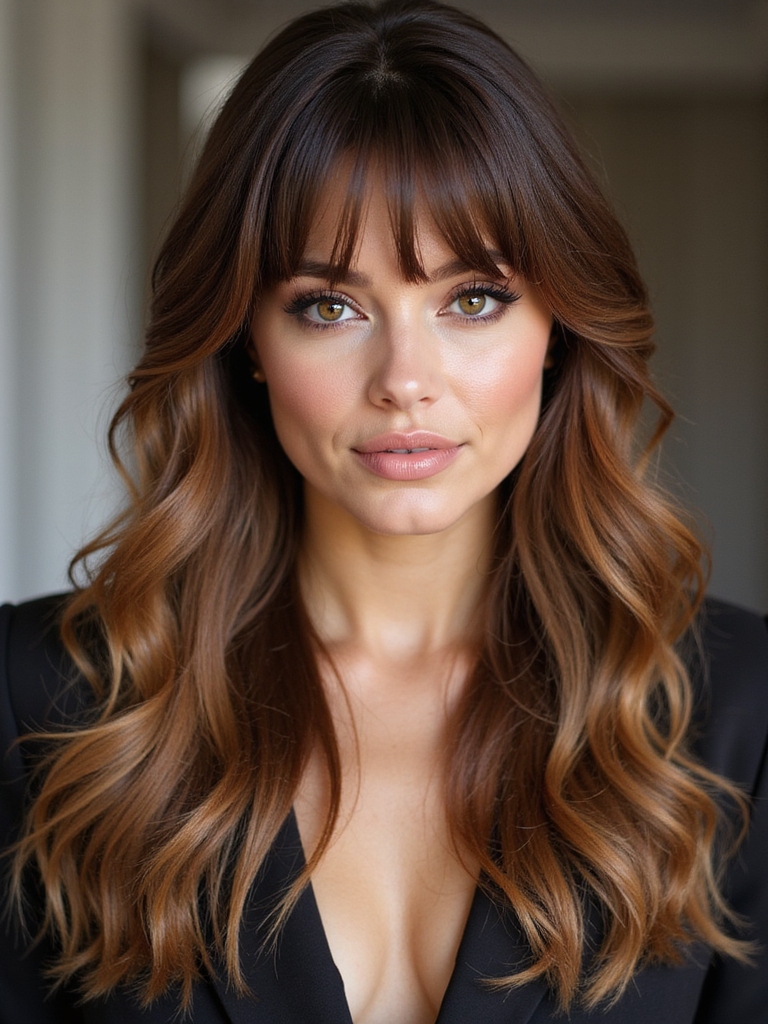 face framing textured curtain bangs