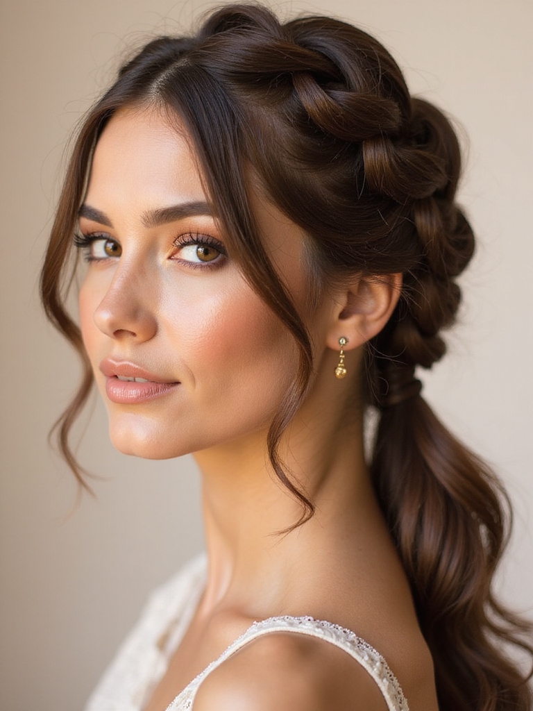 faux braided crown ponytail