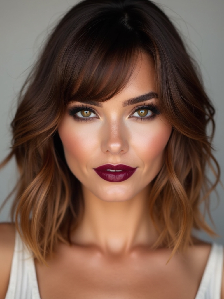 feathered baby bangs framing