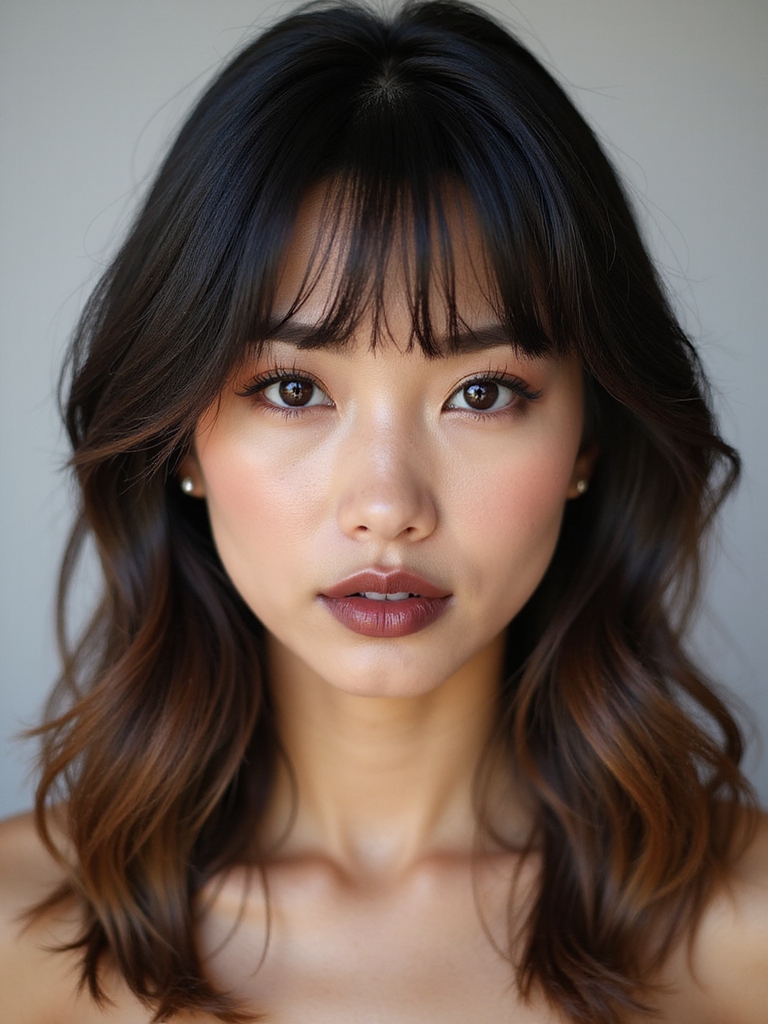 feathered bangs soften asian hair
