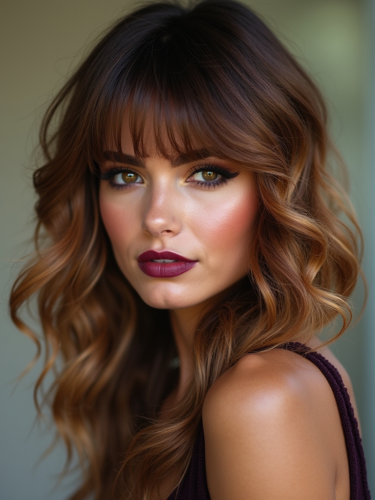 feathered layered side bangs