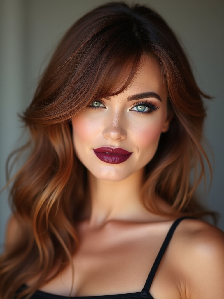 feathered layered side bangs