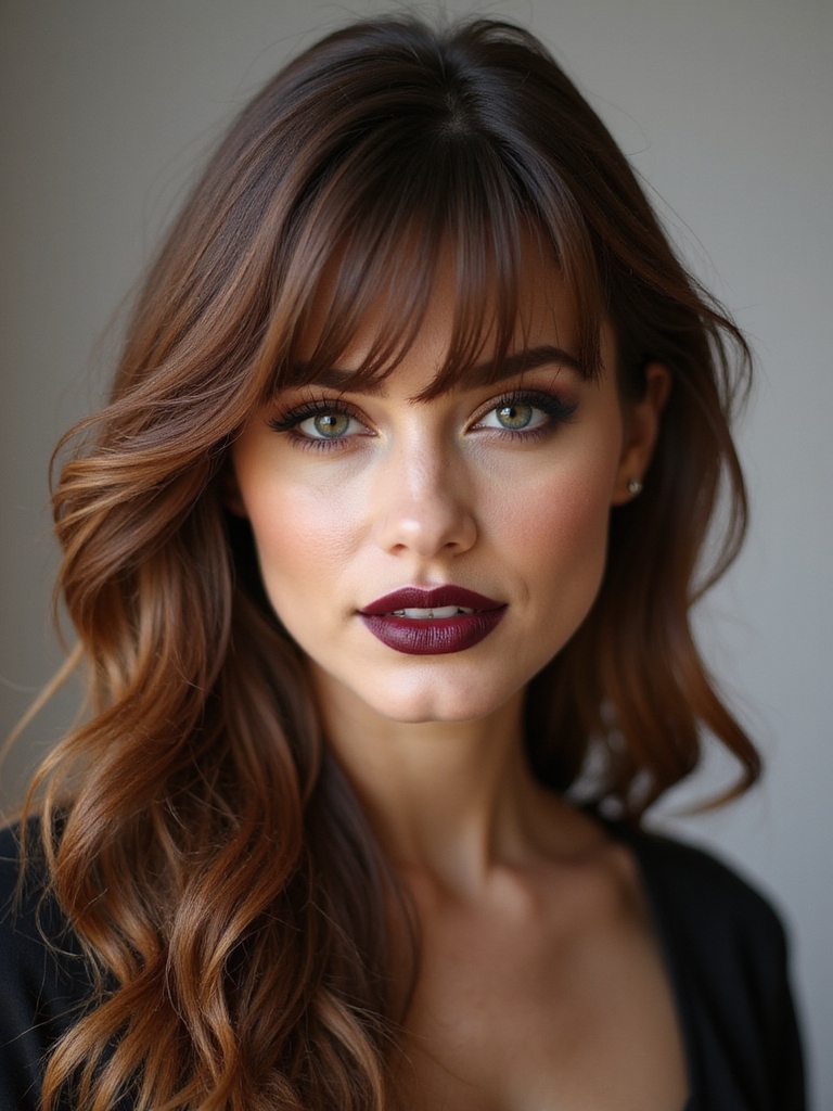 feathered side bangs tousled sweep